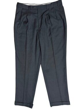 Lauren Ralph Lauren Gray Plaid Dress Pants 36x32 Pleated Cuffed Classic Fit